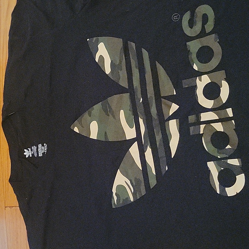 Adidas Men’s Black Tee with Camo Trefoil Logo
